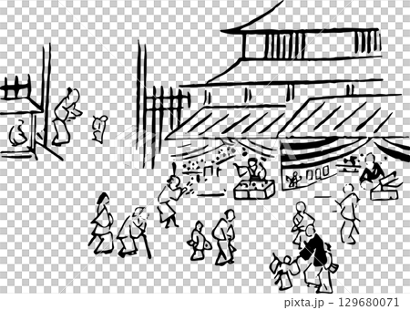 にぎわう市場の様子 にぎわう市場の様子 129680071