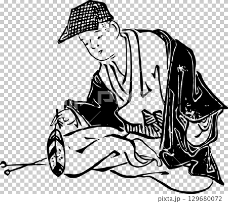 Man with hawk feathers Man with hawk feathers 129680072