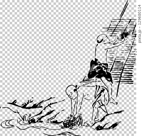 Men making seaweed 129680114