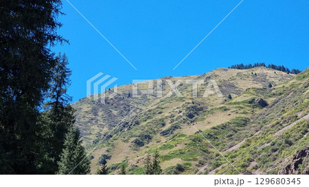 Beautiful Landscape With Mountains And Blue Sky 129680345