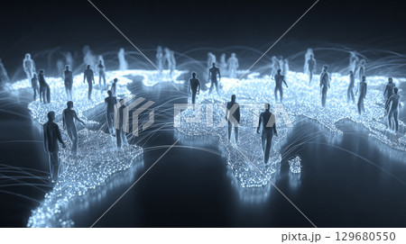 Global Business Networking Structure with Data Exchange and Teamwork Strategy. Generative AI 129680550