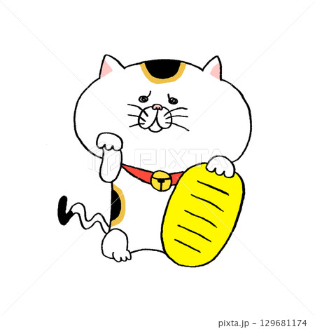招き猫のポーズをとる猫 招き猫のポーズをとる猫 129681174