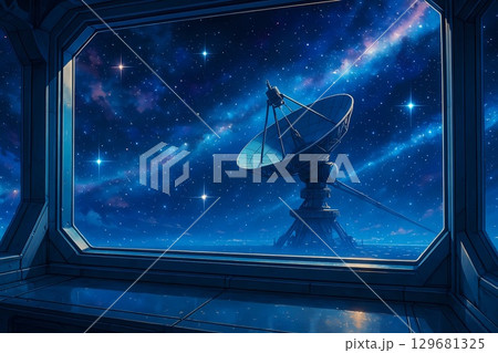 星間通信を行う軌道ステーションの窓辺 星間通信を行う軌道ステーションの窓辺 129681325