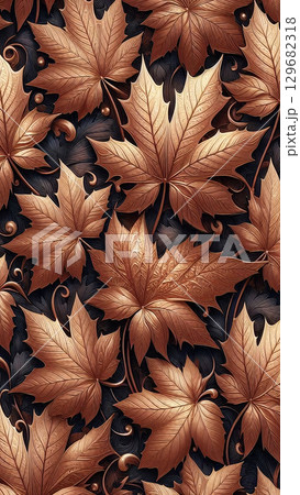 【スマホ壁紙用】モダンな紅葉パターン 【スマホ壁紙用】モダンな紅葉パターン 129682318