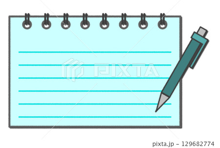 メモや勉強に使うメモ用紙と筆記用具のイラスト メモや勉強に使うメモ用紙と筆記用具のイラスト 129682774