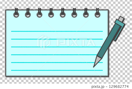 メモや勉強に使うメモ用紙と筆記用具のイラスト メモや勉強に使うメモ用紙と筆記用具のイラスト 129682774