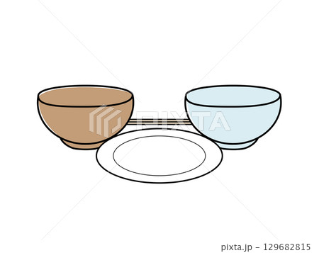 いろんな食器のイラスト1 129682815