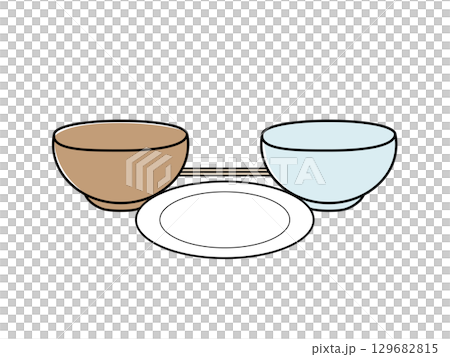 いろんな食器のイラスト1 129682815