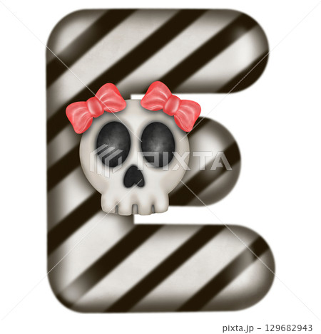 English letters with skulls on word spell Happy Halloween.  129682943