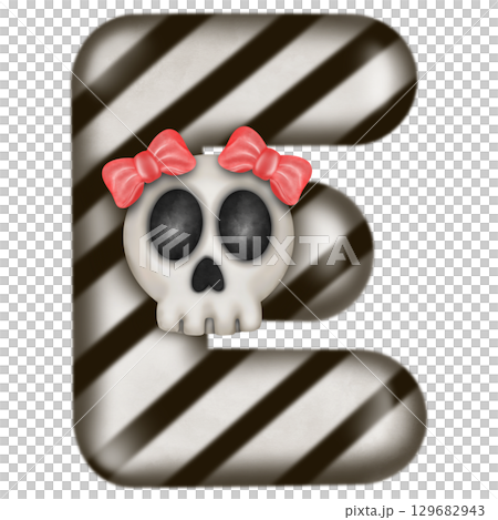 English letters with skulls on word spell Happy Halloween.  129682943