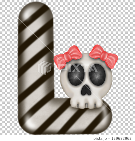 English letters with skulls on word spell Happy Halloween. English letters with skulls on word spell Happy Halloween. 129682962