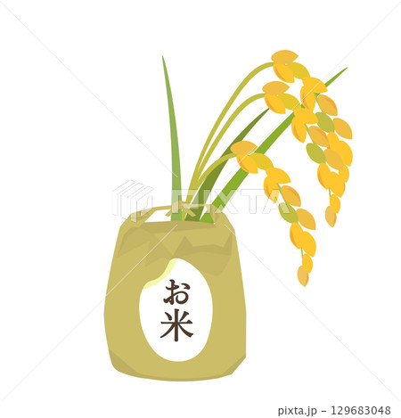 稲穂と米袋のイラスト 稲穂と米袋のイラスト 129683048
