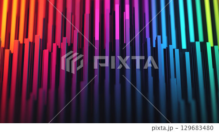 Abstract background Vibrant linear spectrum gradient with prism effect showcasing vivid colors. dynamic arrangement creates visually striking and colorful display 129683480