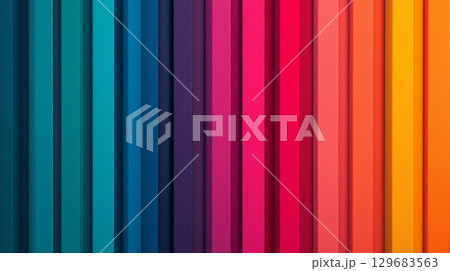 Abstract background Vibrant gradient colors in vertical stripes create stunning visual effect. blend of hues from teal to orange evokes sense of energy and creativity 129683563