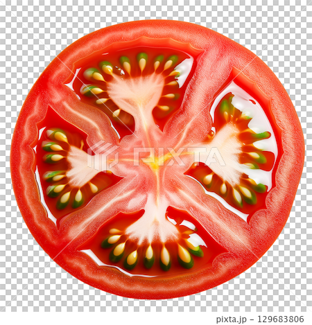 ジューシーなスライストマト 129683806