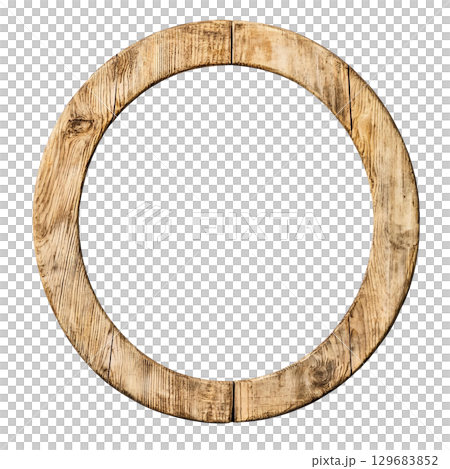 rustic wooden round frame with natural finish, perfect for decor 129683852