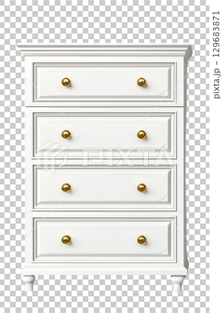 classic white wooden dresser with four drawers and gold knobs, perfect for any bedroom decor 129683871