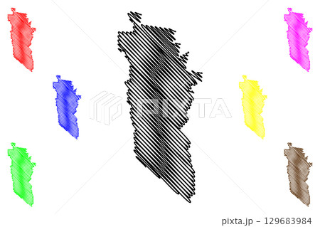 Rural City of Wangaratta (Commonwealth of Australia, Victoria state, Vic) map vector illustration, scribble sketch Shire of Milawa or Wangaratta Rural City Council map 129683984