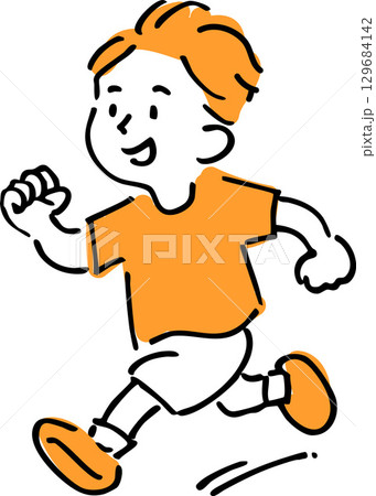 元気に走る男の子のイラスト 129684142