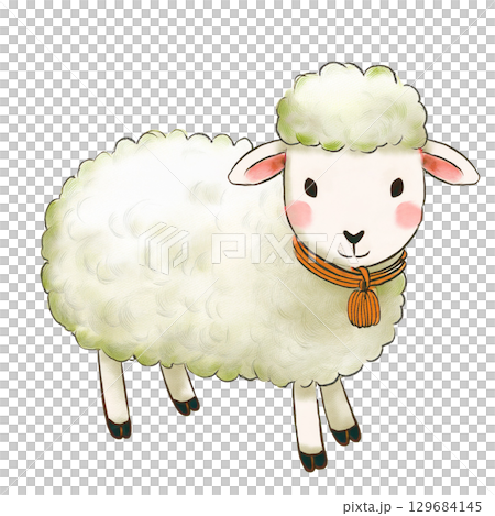 かわいい羊のイラスト 129684145