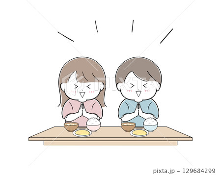 いただきますの子どもセット(長机と食器あり) いただきますの子どもセット(長机と食器あり) 129684299