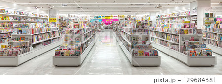 大型書店の店舗のイメージ03 129684381