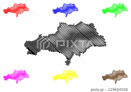 Metropolitan Borough of Barnsley (United Kingdom of Great Britain and Northern Ireland, Metropolitan and ceremonial county South Yorkshire, England) map vector illustration, scribble sketch map 129684508