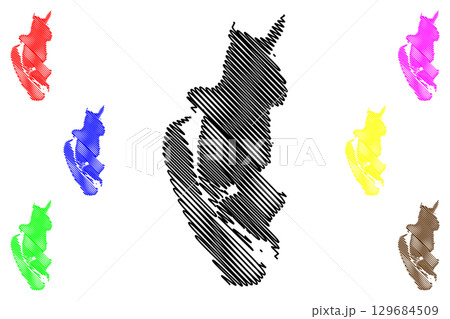 Barrow in Furness Non-metropolitan district (United Kingdom of Great Britain and Northern Ireland, ceremonial county Cumbria, England) map vector, scribble sketch Borough of Barrow-in-Furness map 129684509
