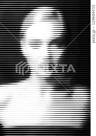 Abstract beautiful woman face silhouette illustration made from lines 129684555