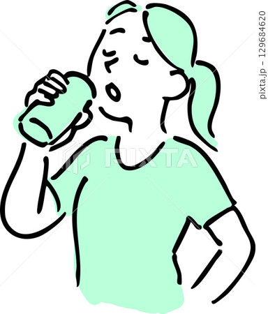 水分補給する女性 水分補給する女性 129684620