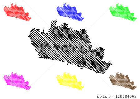 Brighton and Hove City and unitary authority (United Kingdom of Great Britain and Northern Ireland, ceremonial county East Sussex, England) map vector illustration, scribble sketch map 129684665