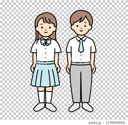 男子学生と女子学生のベクターイラスト素材 夏服 男子学生と女子学生のベクターイラスト素材 夏服 129684668