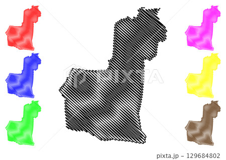Broxbourne Non-metropolitan district, Borough (United Kingdom of Great Britain and Northern Ireland, ceremonial county Hertfordshire or Herts, England) map vector illustration, scribble sketch map 129684802
