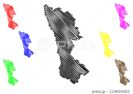 Broxtowe Non-metropolitan district, Borough (United Kingdom of Great Britain and Northern Ireland, ceremonial county Nottinghamshire or Notts, England) map vector illustration, scribble sketch map 129684803