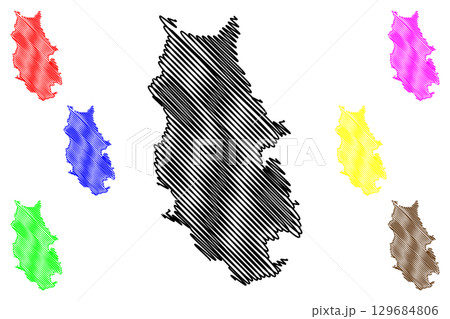 Metropolitan Borough of Bury (United Kingdom of Great Britain and Northern Ireland, Metropolitan and ceremonial county Greater Manchester, England) map vector illustration, scribble sketch map 129684806