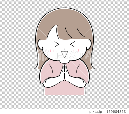Smiling girl with hands together 1 129684828