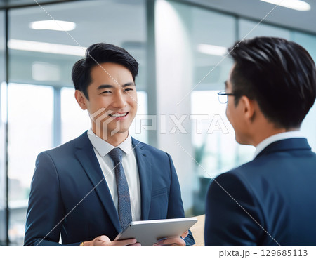 ミーティングをするビジネスマン ミーティングをするビジネスマン 129685113