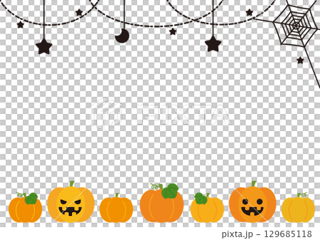 かわいいハロウィンのクモの巣フレーム 129685118