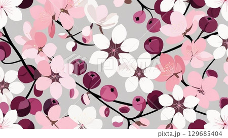 桜の花びらが敷き詰められた背景素材 桜の花びらが敷き詰められた背景素材 129685404