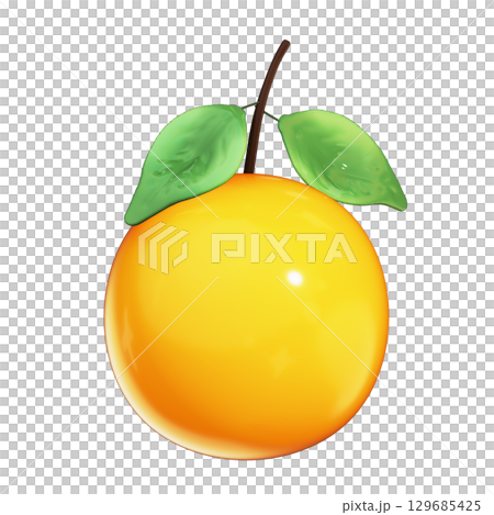 Realistic 3D Whole Orange Illustration with Leaf and Transparent Background Realistic 3D Whole Orange Illustration with Leaf and Transparent Background 129685425