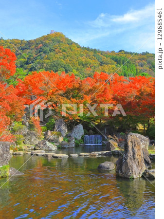秋の耶馬溪（溪石園・中津市・縦構図） 129685461