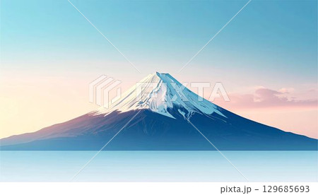 富士山　風景　山　日本　イメージ　背景　フレーム　壁紙　素材 129685693