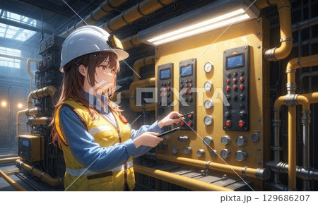 女性エンジニアの仕事風景|リアル&ドキュメンタリー調 女性エンジニアの仕事風景|リアル&ドキュメンタリー調 129686207