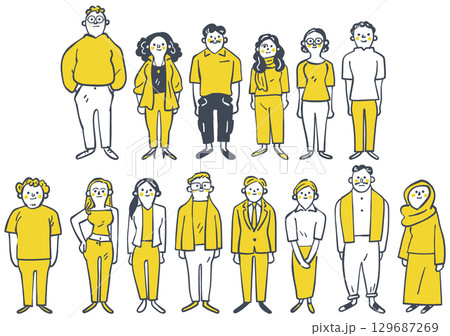世界各国のグローバルで個性的な人々　　セットのストックイラスト素材 129687269