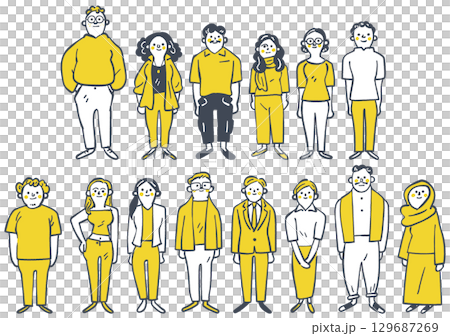世界各国のグローバルで個性的な人々　　セットのストックイラスト素材 129687269