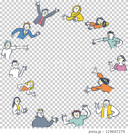 お互いを紹介し招き合うグローバルな人材 セットのストックイラスト素材 お互いを紹介し招き合うグローバルな人材 セットのストックイラスト素材 129687279