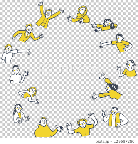 一群全球人才互相介紹和邀請的股票插圖 129687280