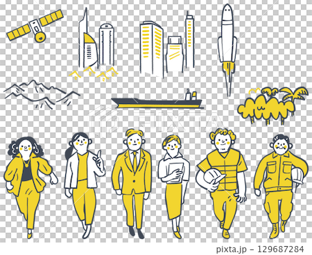 業界所需的一組全球人才的庫存插圖 129687284