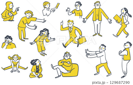 様々なシーンで活躍する国際色豊かな人々 セットのストックイラスト 様々なシーンで活躍する国際色豊かな人々 セットのストックイラスト 129687290