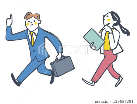 提案を持つビジネスマン　セットのストックイラスト 129687291